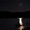 Crescent Moonset over Medicine Lake